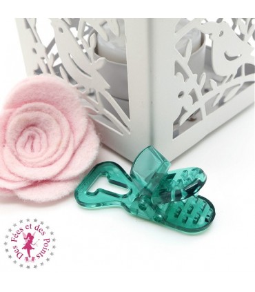 Pince attache tétine/lolette T - KAM - Vert Transparent