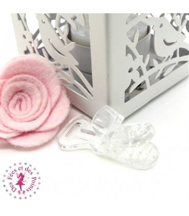 Pince attache tétine/lolette T - KAM - Transparent