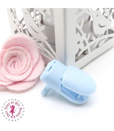 Pince Attache Tétine  & Lolette Bombée - KAM - Bleu Ciel