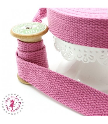 Sangle coton - 25 mm - Rose