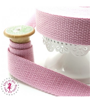 Sangle coton - 25 mm - Rose Clair