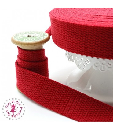 Sangle coton - 25 mm - Rouge