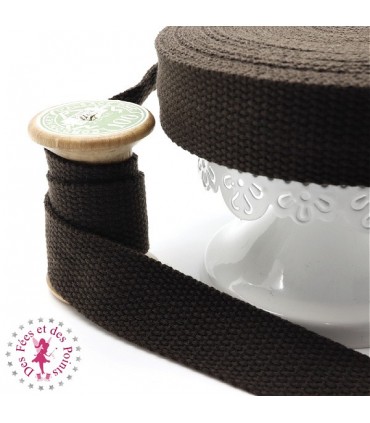 Sangle coton - 25 mm - Café