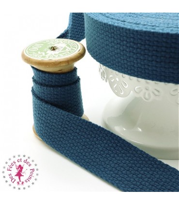 Sangle coton - 25 mm - Bleu Canard