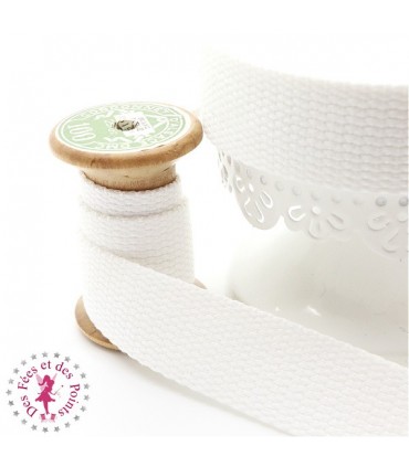 Sangle coton - 25 mm - Blanc