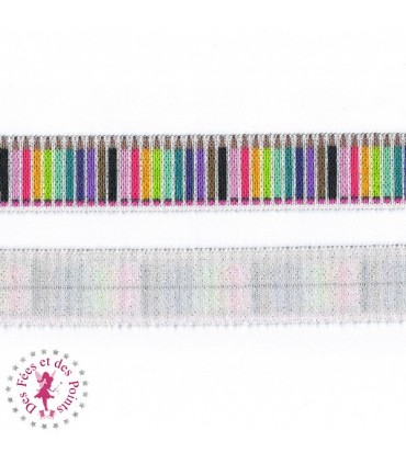 Elastique ruban - Crayons de couleurs - 15 mm
