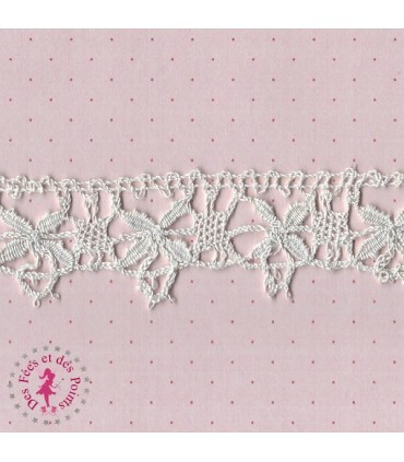 Dentelle Fleurie ancienne au fuseaux - Bordure - 2.5 cm