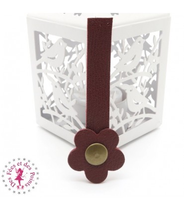 Fermoir en cuir à pression - "Hibiscus" - Bordeaux