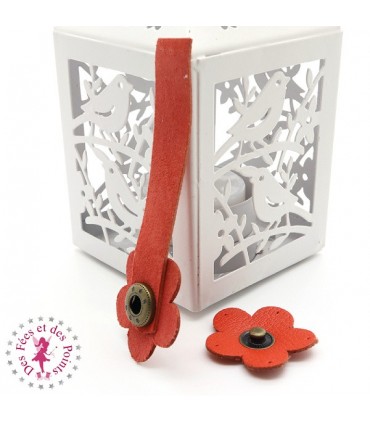 Fermoir en cuir à pression - "Hibiscus"