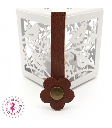 Fermoir en cuir à pression - "Hibiscus" - Chocolat