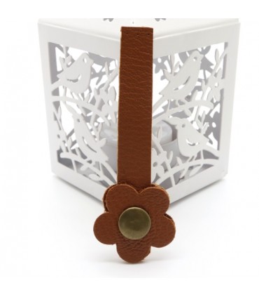 Fermoir en cuir à pression - "Hibiscus" - Caramel