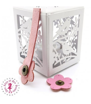 Fermoir en cuir à pression - "Hibiscus" - Rose