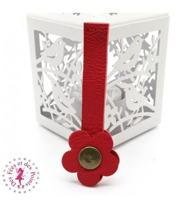 Fermoir en cuir à pression - "Hibiscus" - Corail Foncé