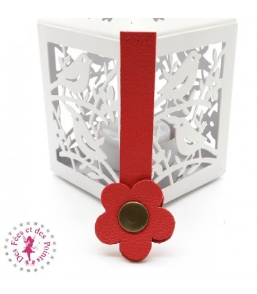 Fermoir en cuir à pression - "Hibiscus" - Corail Clair