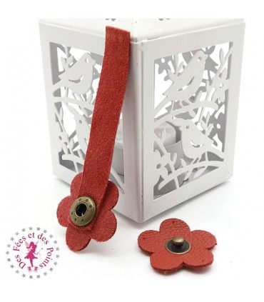 Fermoir en cuir à pression - "Hibiscus" - Rouille