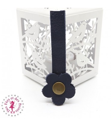 Fermoir en cuir à pression - "Hibiscus" - Marine