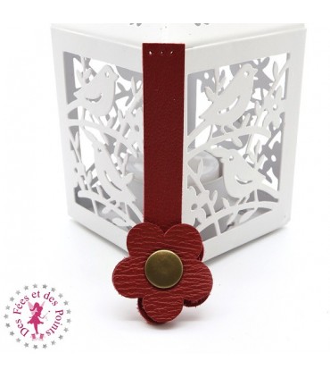 Fermoir en cuir à pression - "Hibiscus" - Brique