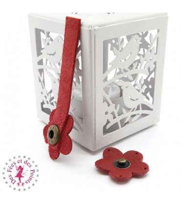 Fermoir en cuir à pression - "Hibiscus" - Brique