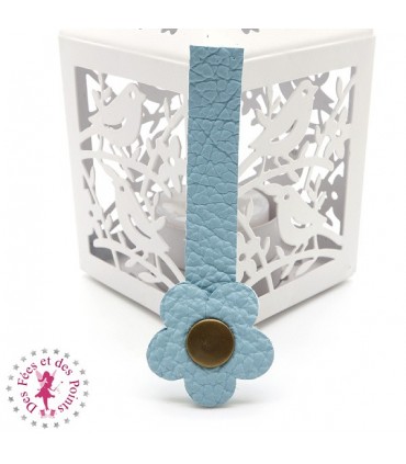 Fermoir en cuir à pression - "Hibiscus" - Turquoise