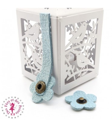 Fermoir en cuir à pression - "Hibiscus" - Turquoise