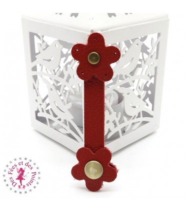 Fermoir en cuir à pression - "Marguerite" - Rouge