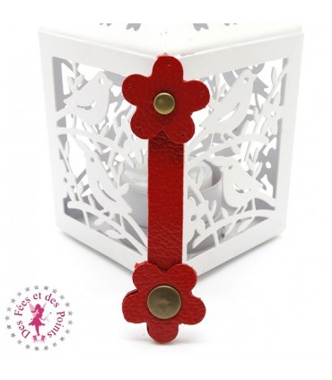 Fermoir en cuir à pression - "Marguerite" - Géranium