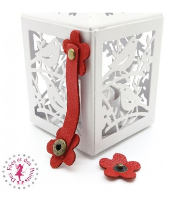 Fermoir en cuir à pression - "Marguerite" - Géranium