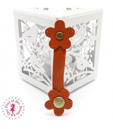 Fermoir en cuir à pression - "Marguerite" - Orange Hermès
