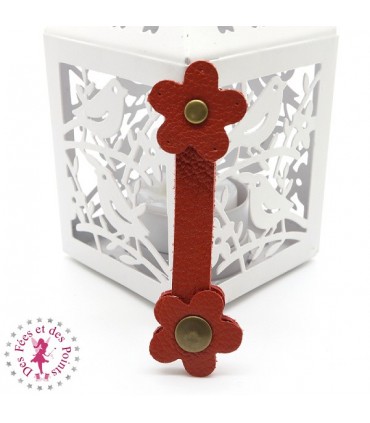 Fermoir en cuir à pression - "Marguerite" - Rouille