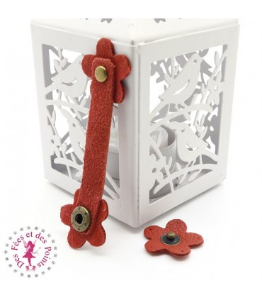 Fermoir en cuir à pression - "Marguerite" - Rouille