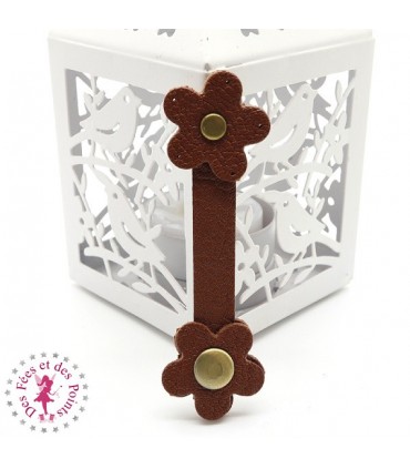 Fermoir en cuir à pression - "Marguerite" - Chocolat