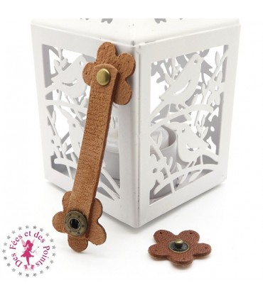 Fermoir en cuir à pression - "Marguerite" - Chocolat