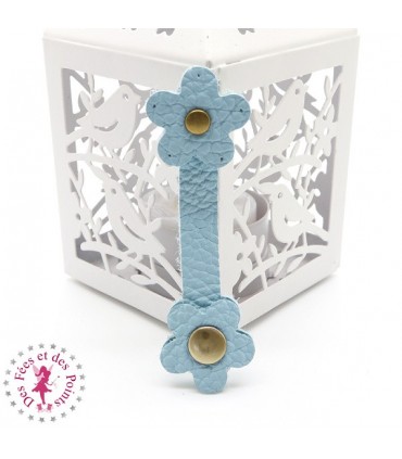 Fermoir en cuir à pression - "Marguerite" - Turquoise