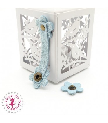 Fermoir en cuir à pression - "Marguerite" - Turquoise