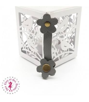 Fermoir en cuir à pression - "Marguerite" - Indigo