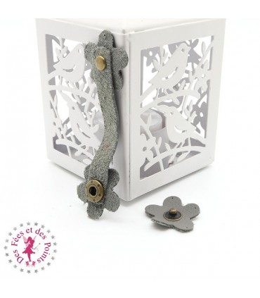 Fermoir en cuir à pression - "Marguerite" - Indigo