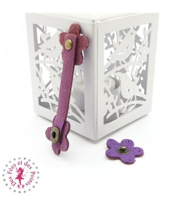 Fermoir en cuir à pression - "Marguerite" - Aubergine