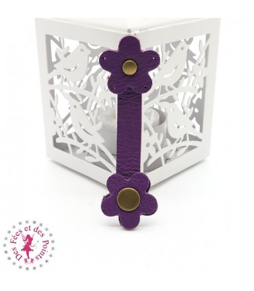 Fermoir en cuir à pression - "Marguerite" - Violet