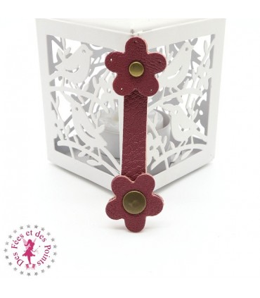 Fermoir en cuir à pression - "Marguerite" - Bois de Rose