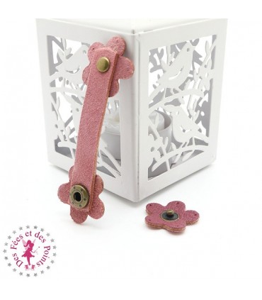 Fermoir en cuir à pression - "Marguerite" - Bois de Rose