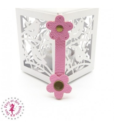 Fermoir en cuir à pression - "Marguerite" - Rose