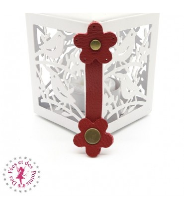 Fermoir en cuir à pression - "Marguerite" - Brique