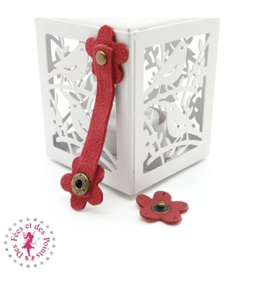 Fermoir en cuir à pression - "Marguerite" - Brique