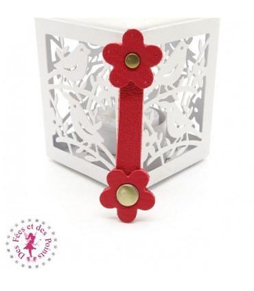 Fermoir en cuir à pression - "Marguerite" - Corail Foncé