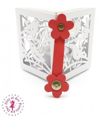 Fermoir en cuir à pression - "Marguerite" - Corail Clair