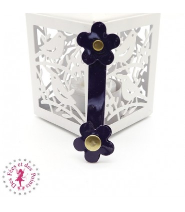 Fermoir en cuir à pression - "Marguerite" - Ultraviolet