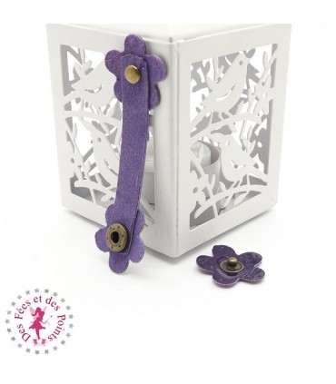 Fermoir en cuir à pression - "Marguerite" - Ultraviolet