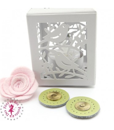 Fermoir en cuir aimanté - Rond - Anis