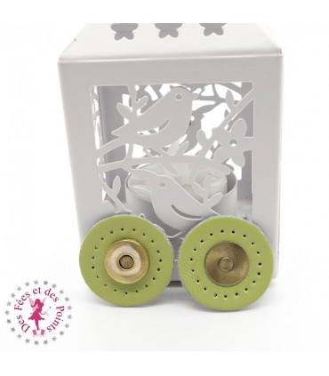 Fermoir en cuir aimanté - Rond - Anis