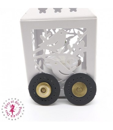 Fermoir en cuir aimanté - Rond - Gris